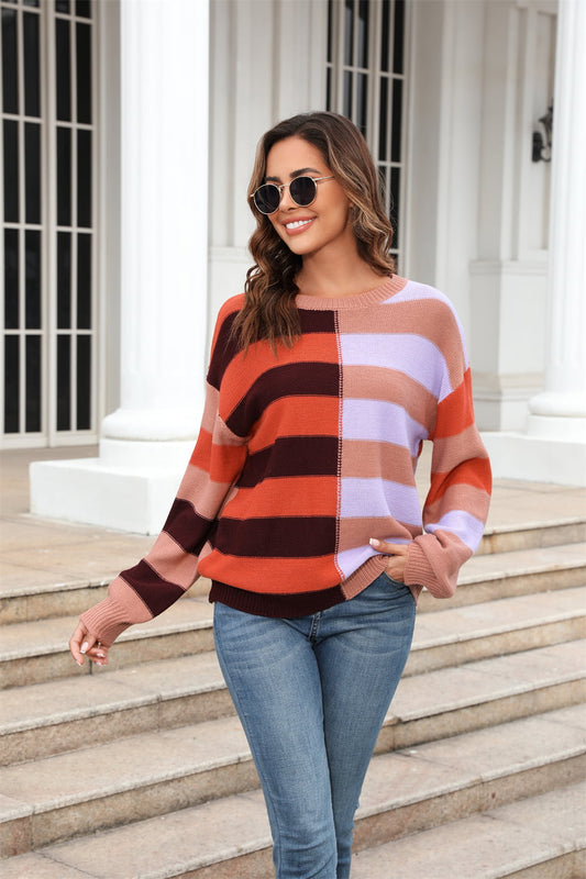 Color Block Pullover Sweater