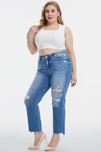 Genesis Mid-Waist Distressed Ripped Straight Jeans | Bayeas