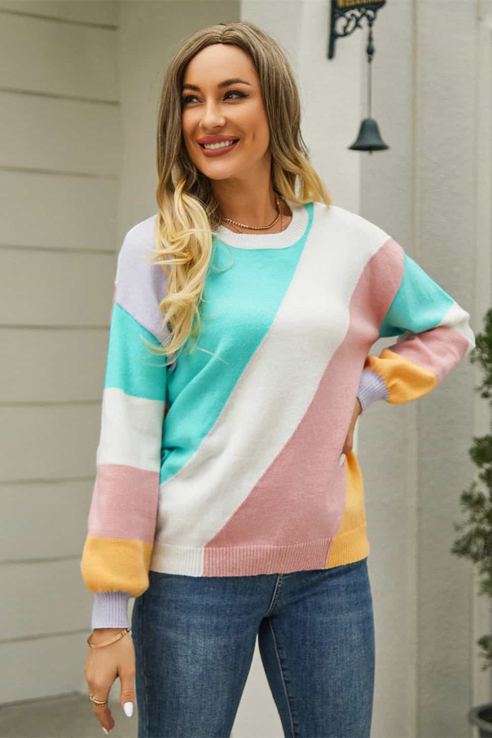 Periwinkle Me Color Block Sweater