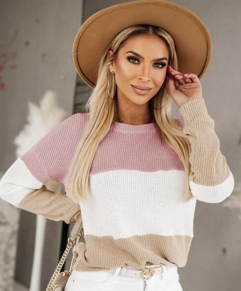 Dusty Pink Color Block Sweater