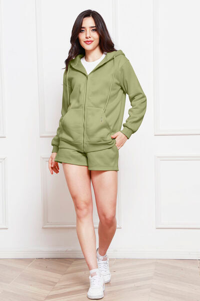 To Be Happy Zip-Up Hoodie & Shorts Set | Multiple Colors