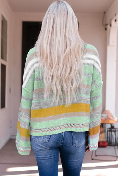 Striped Flare Sleeve Sweater