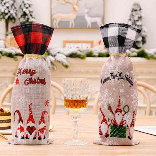Christmas Plaid Wine Bottle Covers | 2 Pieces