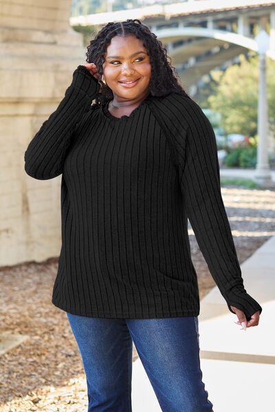 Into Fall Ribbed Long Sleeve Knit Top | Multiple Colors