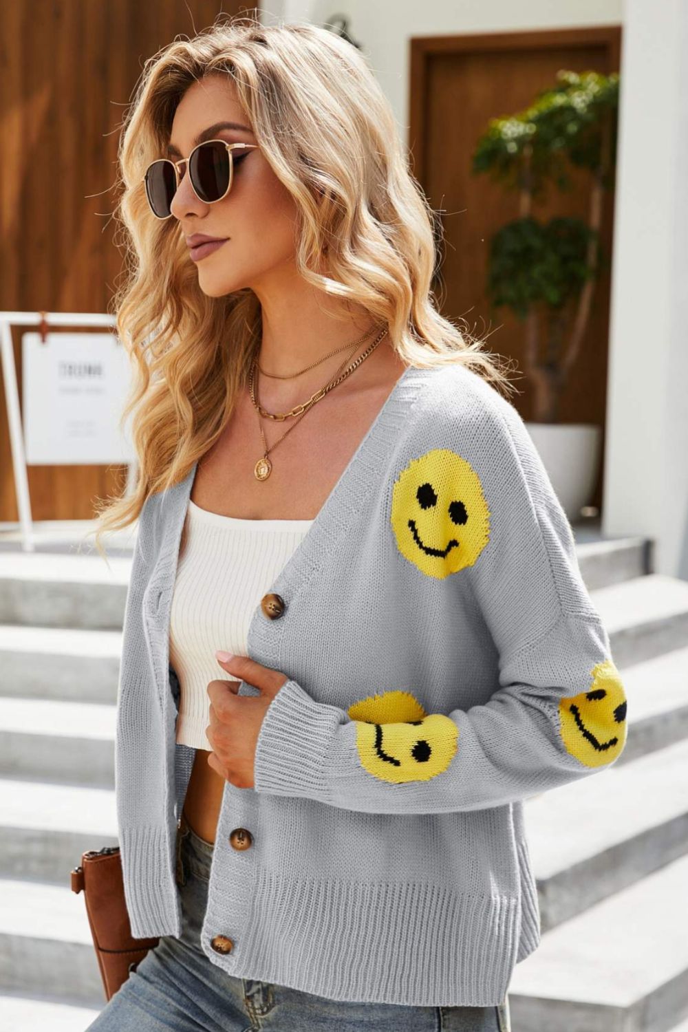 Smiley Ribbed Cardigan | Multiple Colors