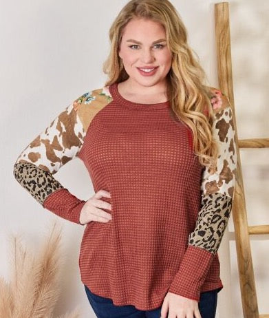 Leopard Waffle-Knit Top