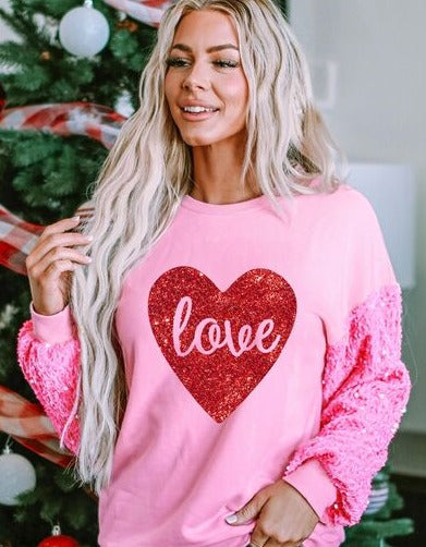 Love Heart Sequin Sweatshirt