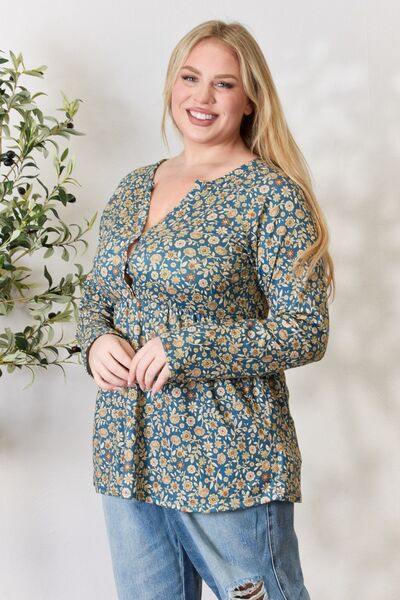 Floral Button Long Sleeve Top