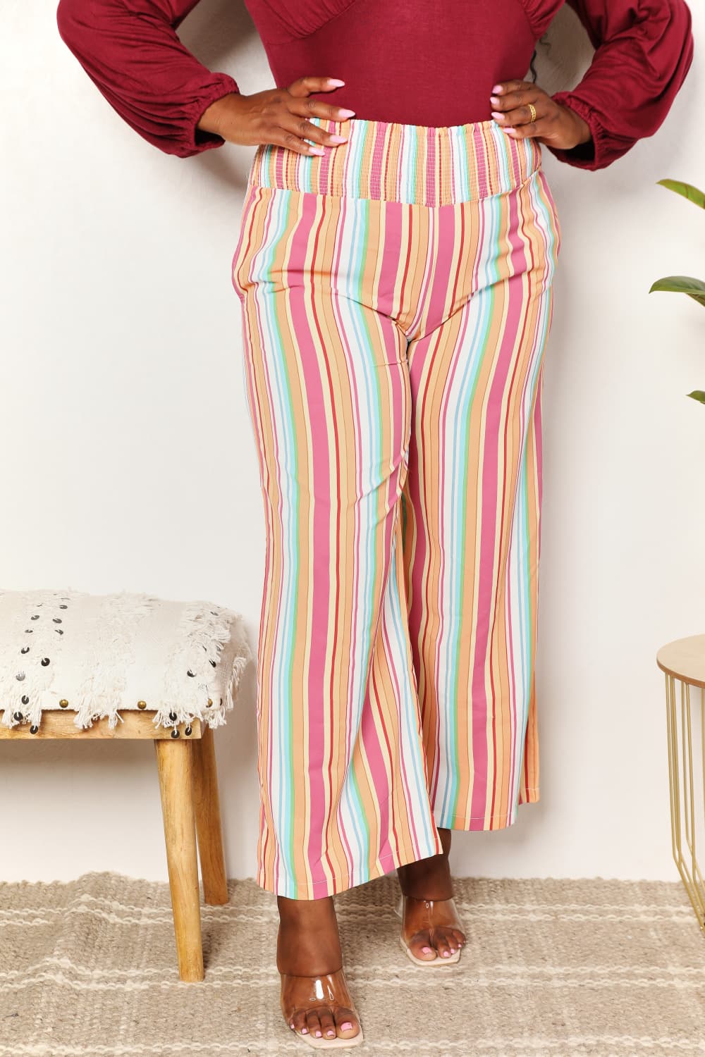 Striped Smocked Waist Pants