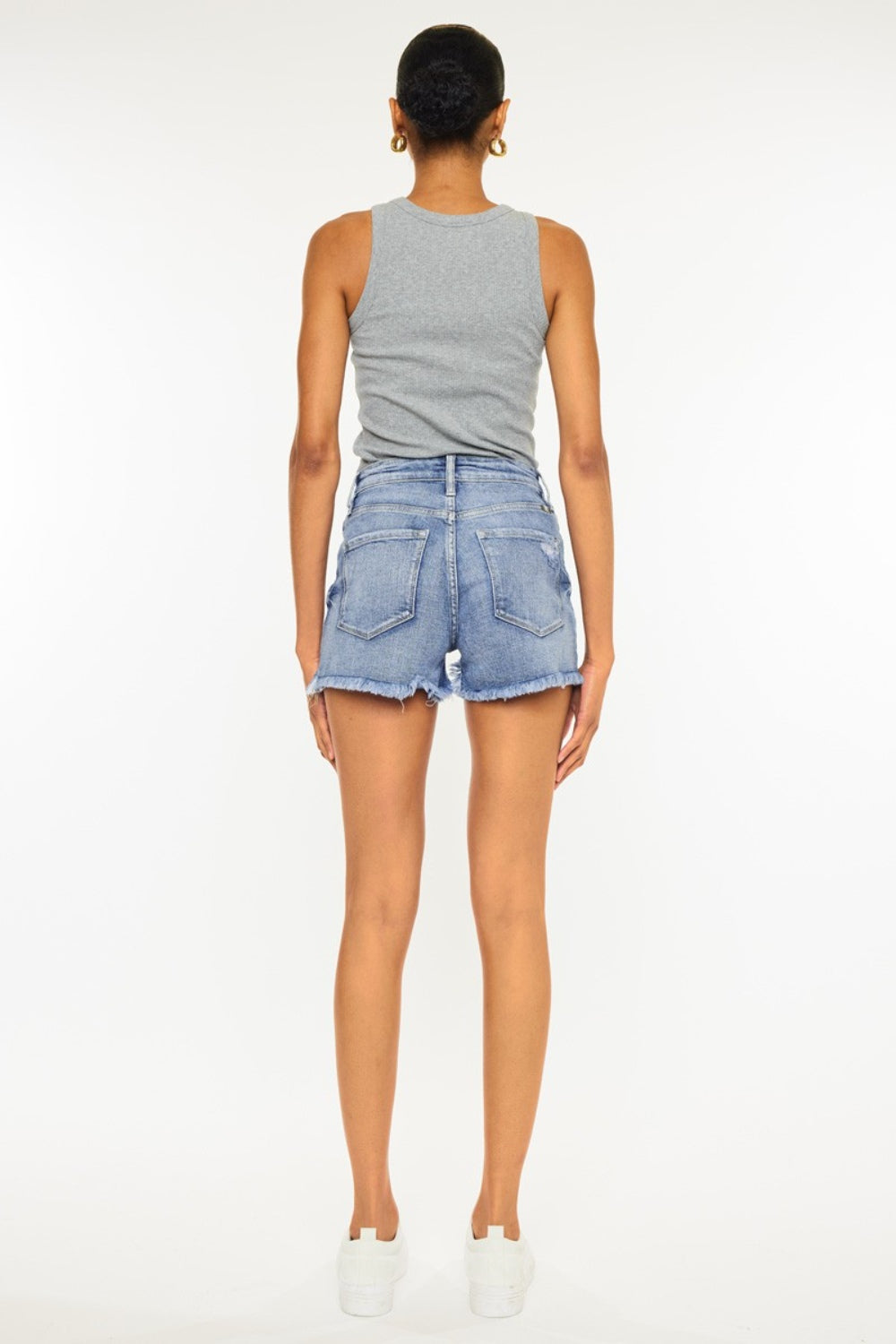 Dazed Distressed Raw Hem Denim Shorts | Kancan