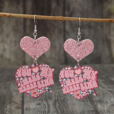 Heart Sing Wooden Earrings