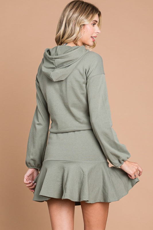 Olive Hooded Mini Dress