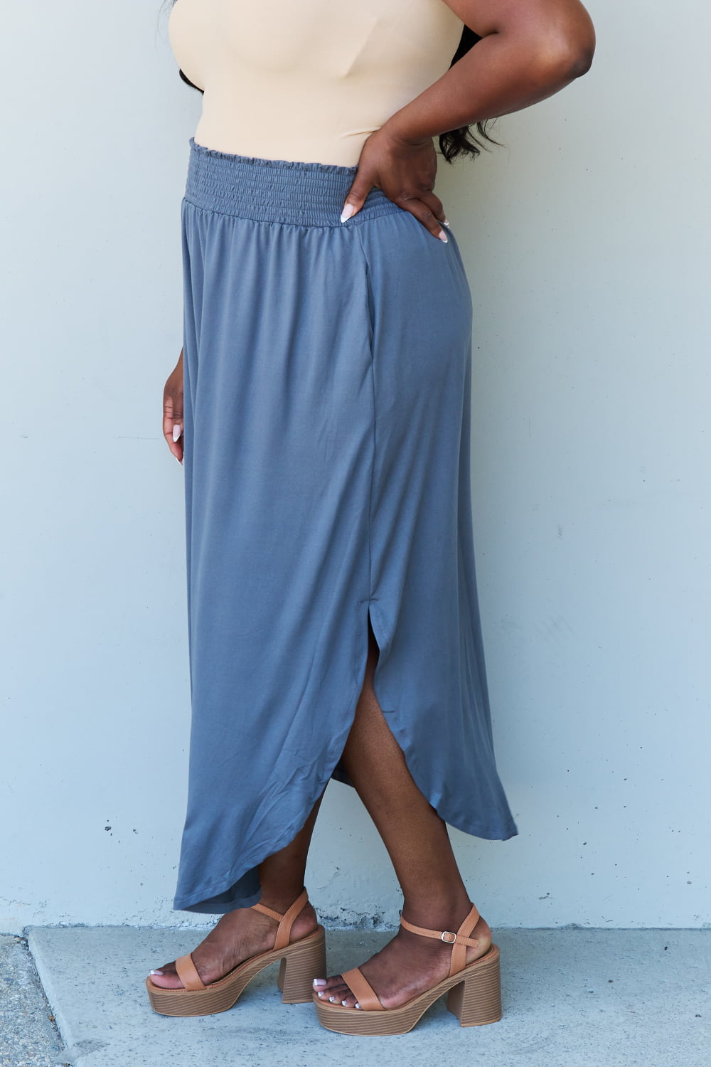 Comfort Princess High Waist Maxi Skirt | Dusty Blue