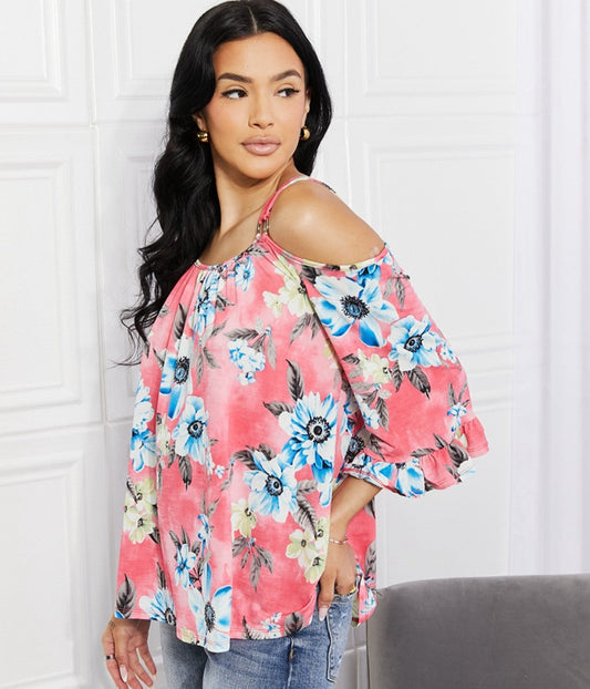 Fresh Take Floral Cold-Shoulder Top