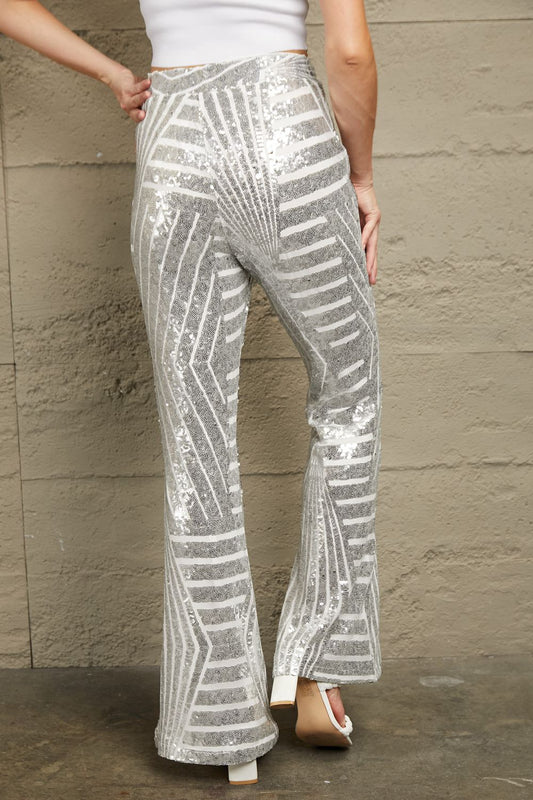 Renaissance Sequin High-Waist Flared Pants