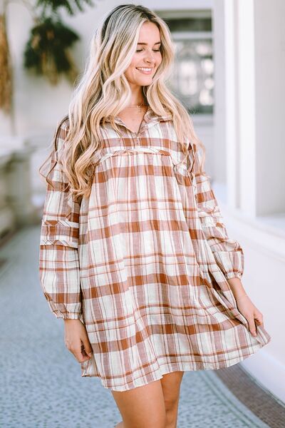 Plaid Babydoll Mini Dress