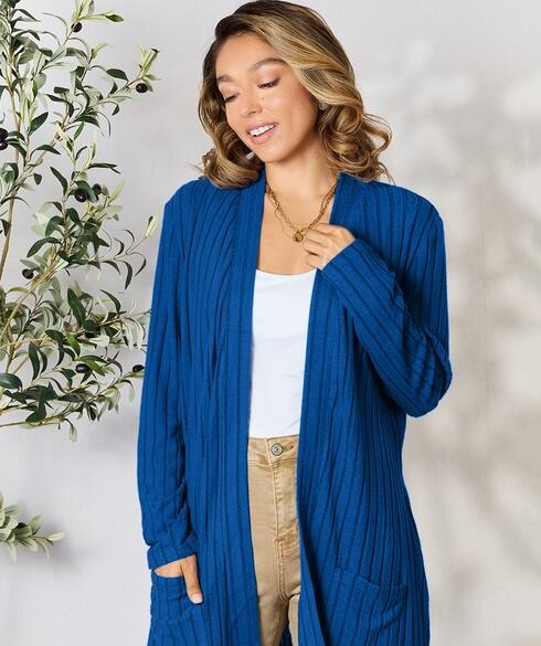 Fall Back Ribbed Open Front Cardigan | Multiple Colors