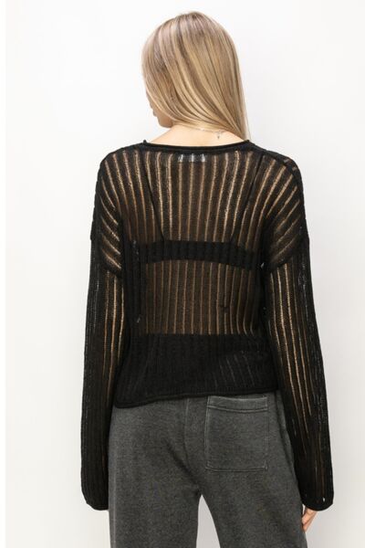 Openwork Ribbed Knit Top