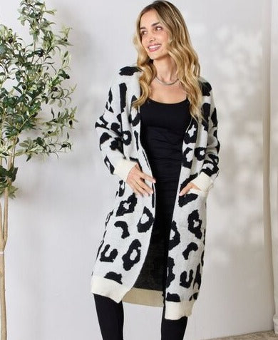 Leopard Open Front Cardigan