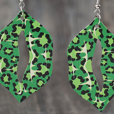 Shamrock Leopard Lips Leather Earrings