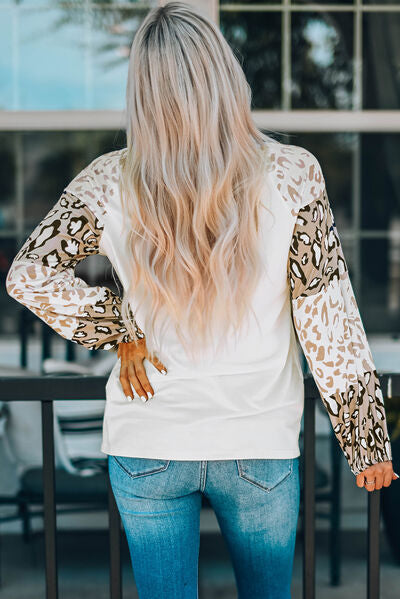 Leopard Dropped Shoulder Top