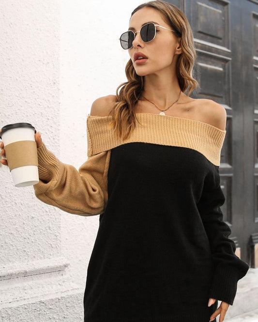 Lantern Off-Shoulder Pullover Sweater