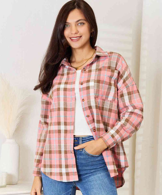 Loving the Plaid Long Sleeve Button-Up Top