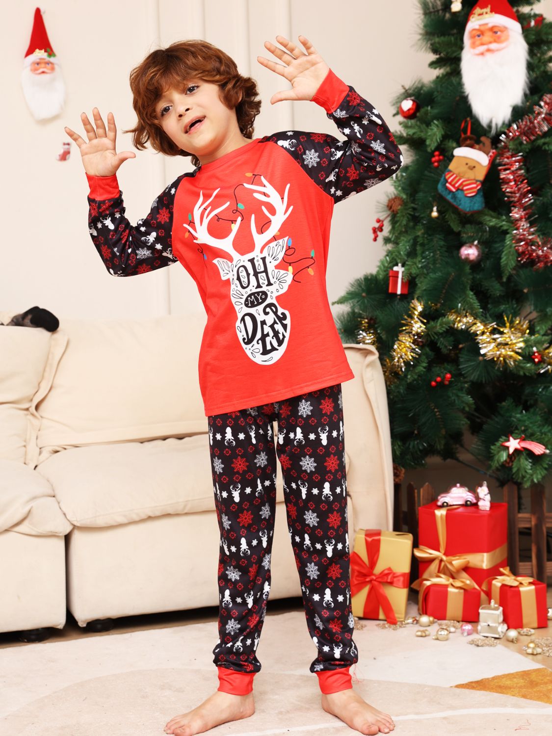Reindeer Graphic Top & Pants Set | Kid's