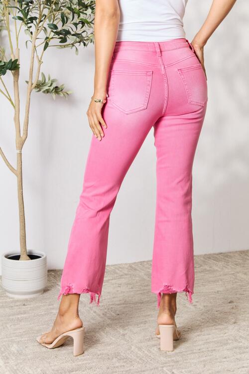 Too Pink To Handle Frayed Hem Bootcut Jeans | Bayeas