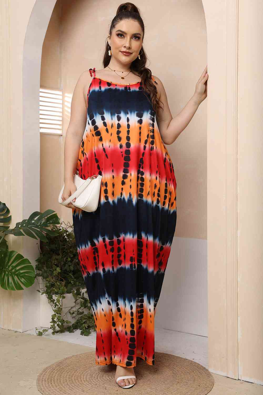 Colors on Colors Tie-Shoulder Maxi Dress | Curvy