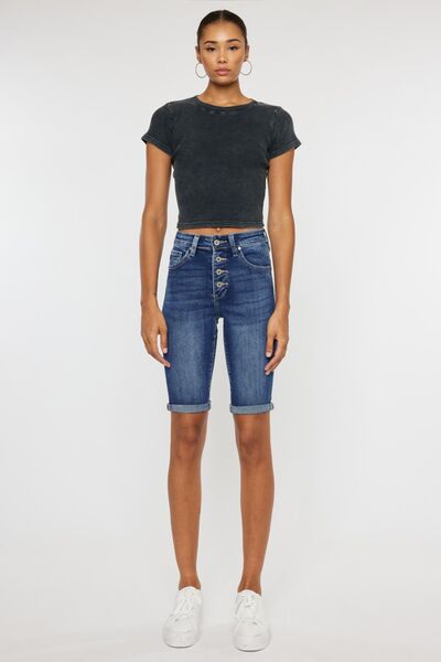 Cat's Whiskers Button Fly Denim Shorts | Kancan
