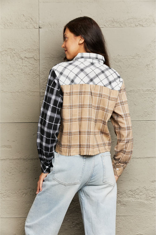 Trio of Love Plaid Buttoned Top