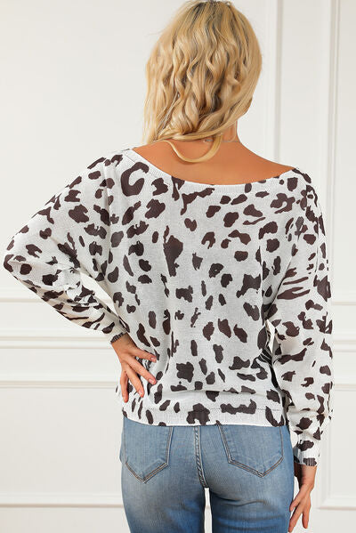 Leopard Boat Neck Sweater