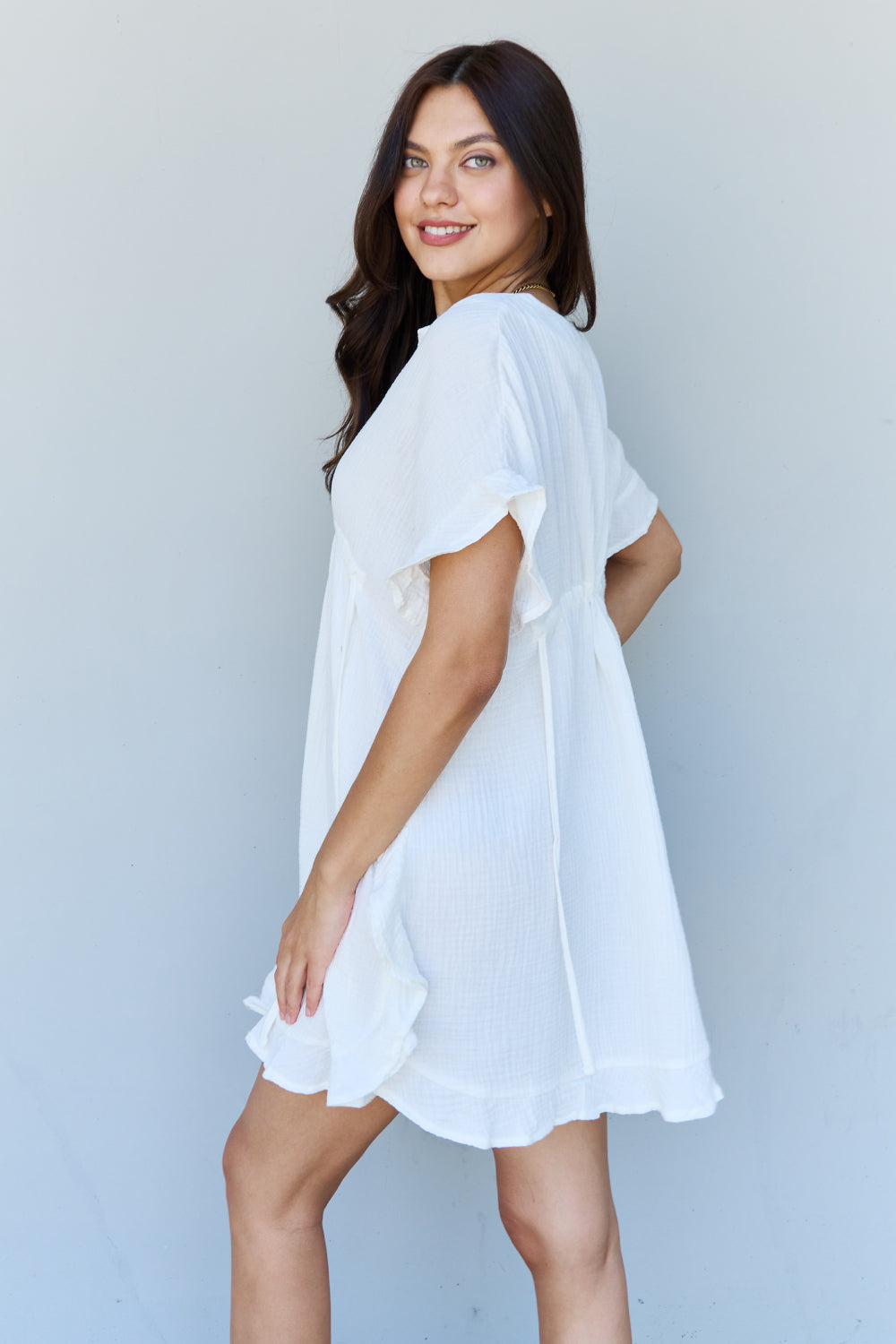 Out Of Time Ruffle Dress | White