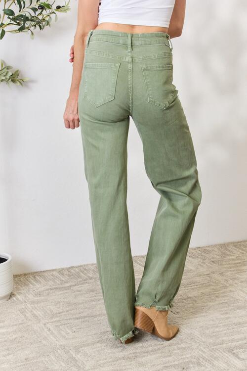 Sage Raw Hem Wide-Leg Jeans | Risen