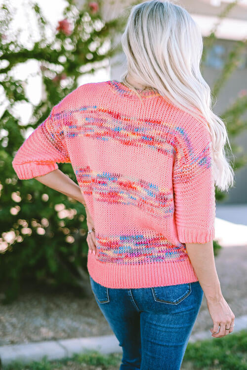 Heathered Half-Sleeve Sweater