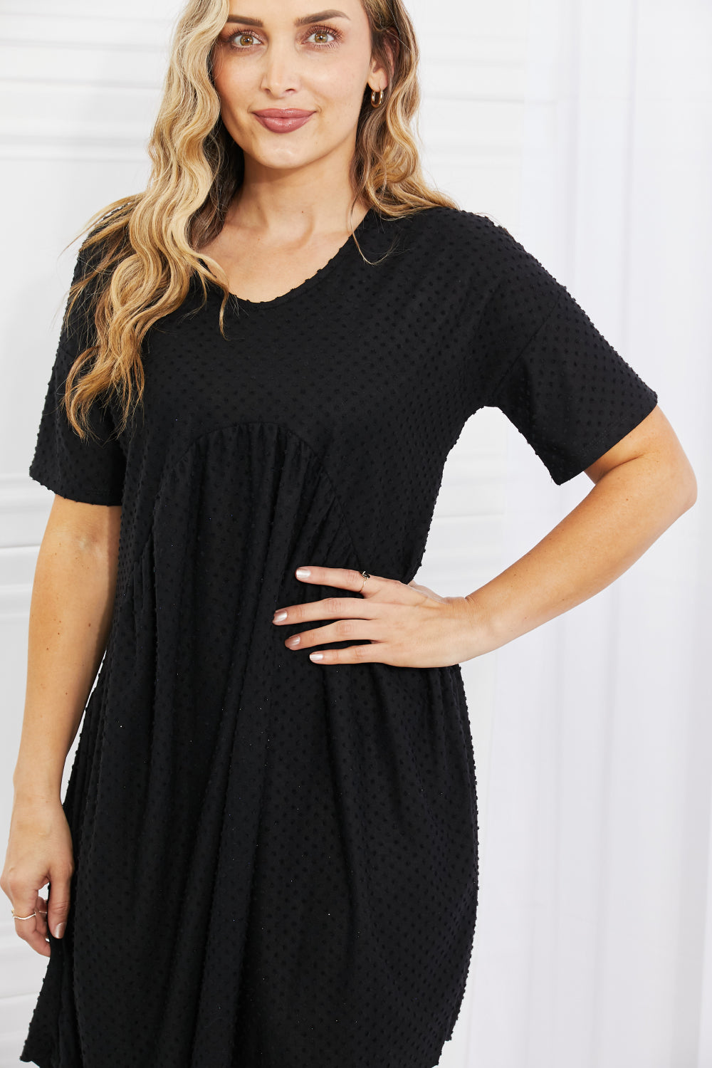 Another Day Swiss Dot Casual Dress | Black