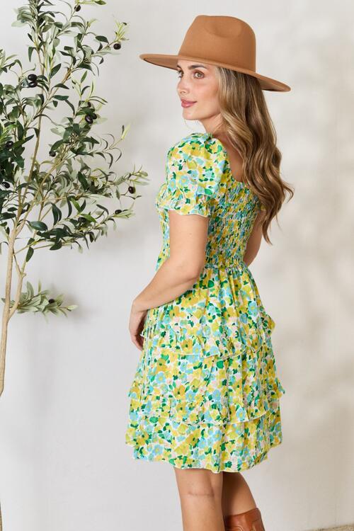 Canary Smocked Flounce Mini Dress