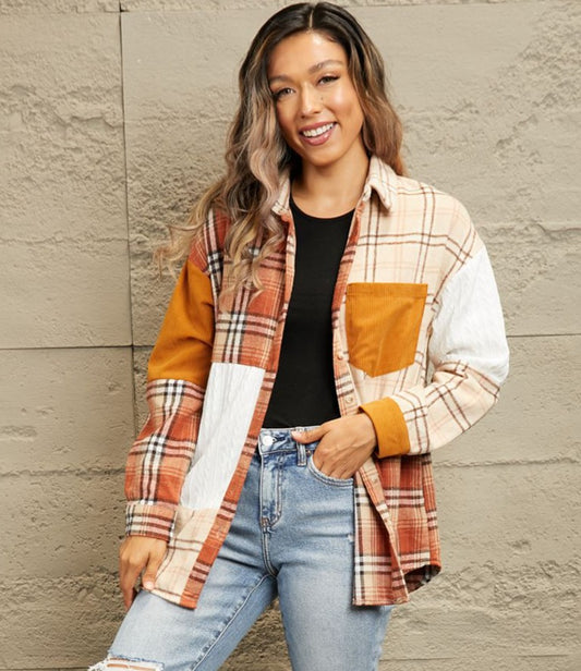 Jillian Plaid Color Block Shacket