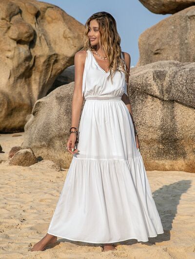 Maria V-Neck Crochet Maxi Dress