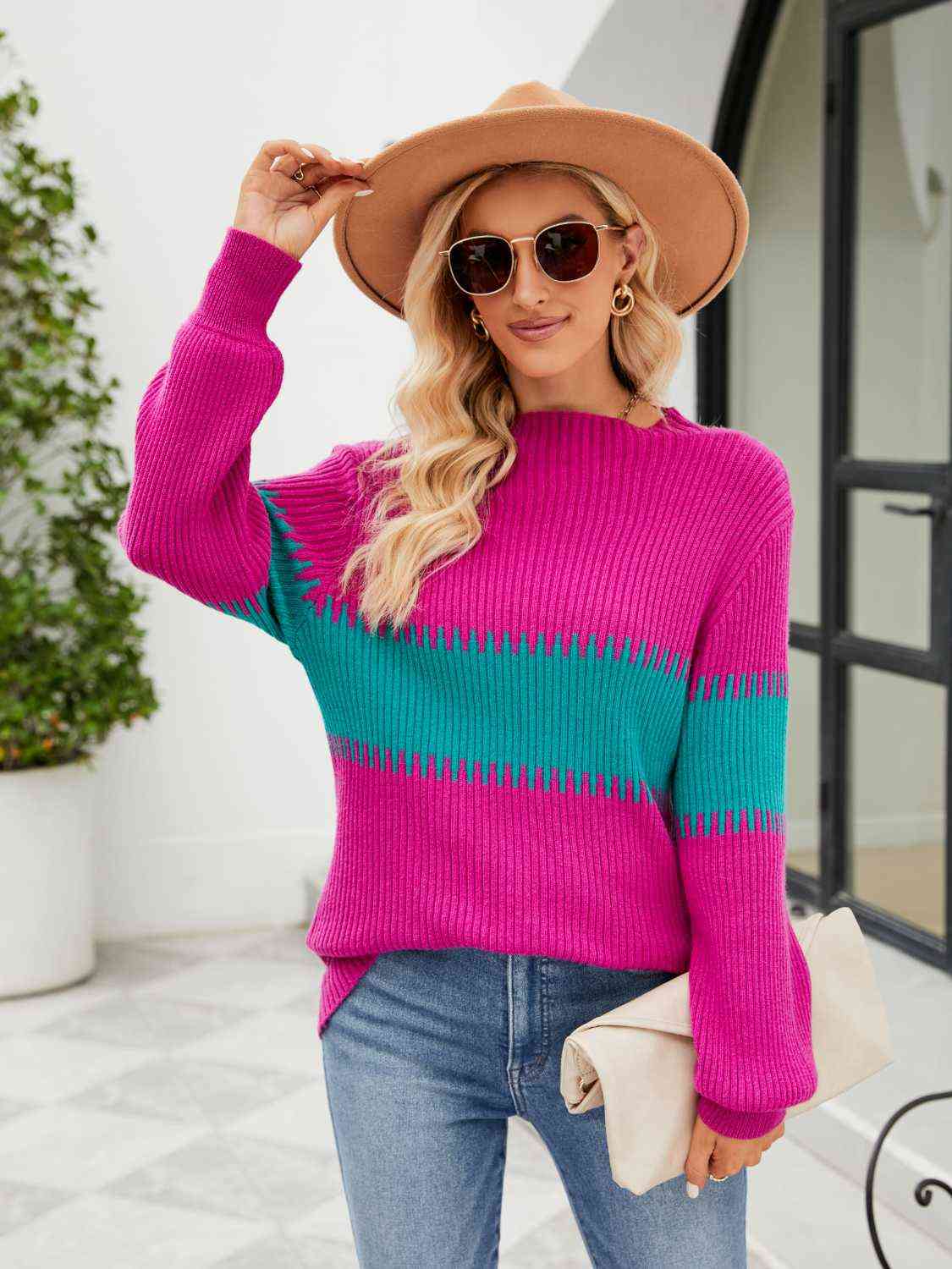 Swipe Right Contrast Sweater