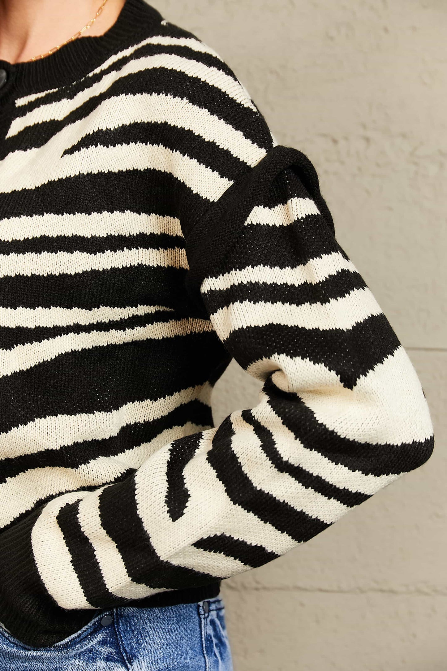 Zebra Striped Button-Down Cardigan