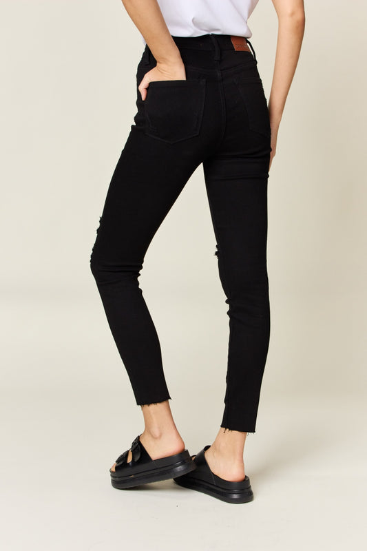 Out n' About Distressed Tummy Control Skinny Jeans | Judy Blue