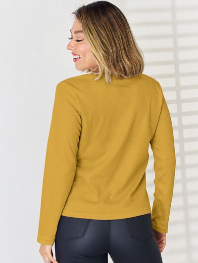 Savvy Notched Long Sleeve Top