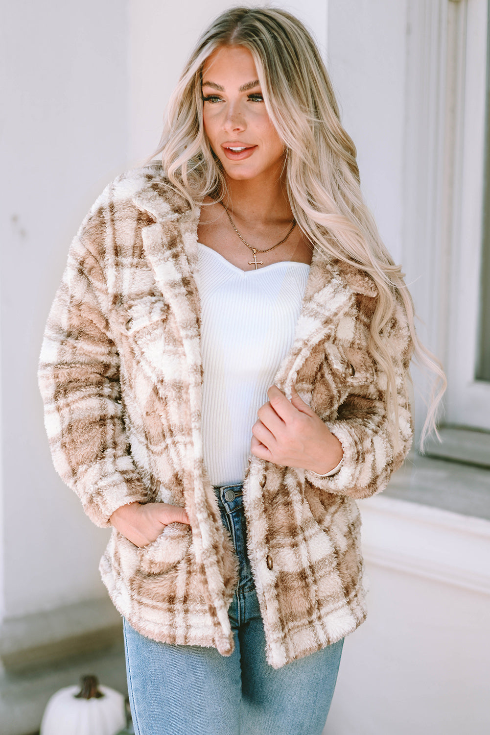 Go Big or Go Home Plaid Collared Jacket