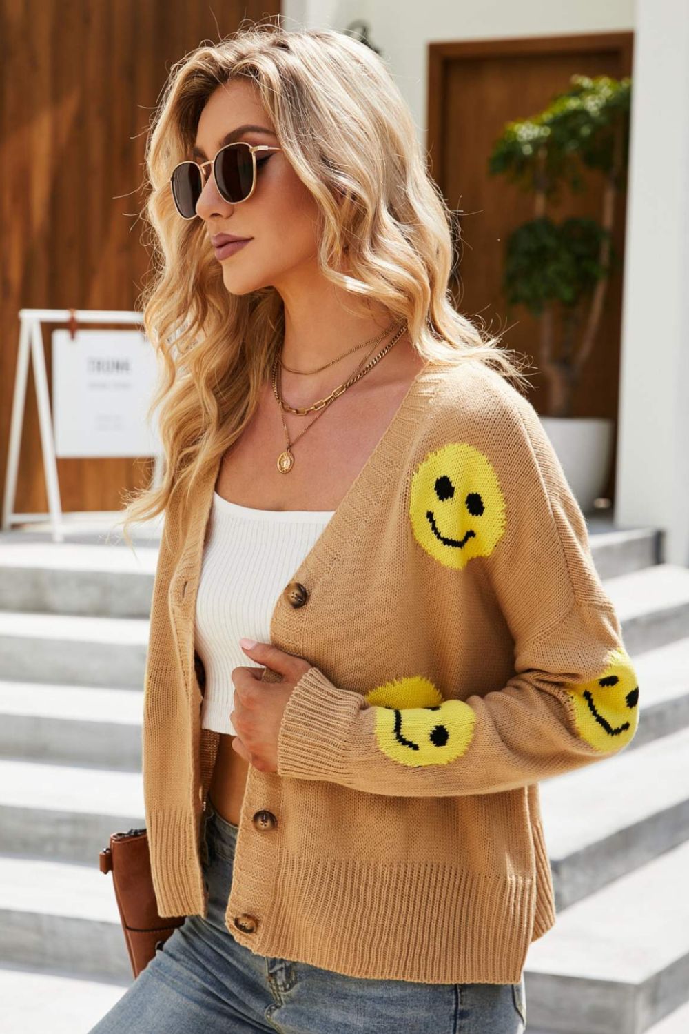 Smiley Ribbed Cardigan | Multiple Colors