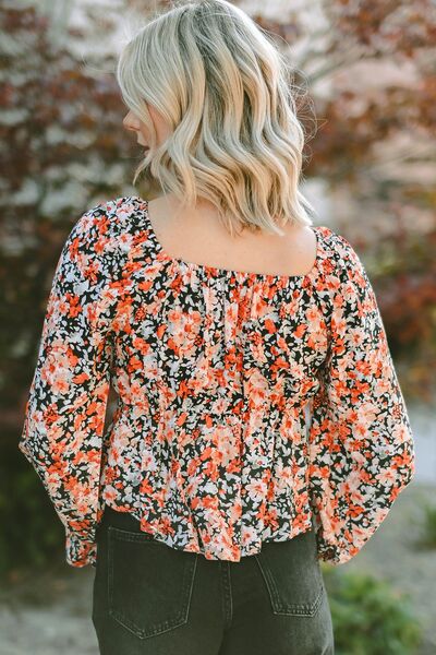 Floral Flounce Peplum Blouse