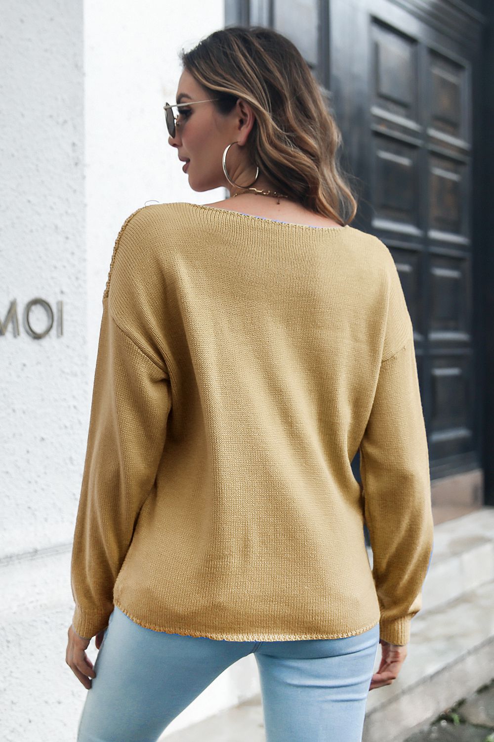 New Jersey Cable-Knit V-Neck Sweater