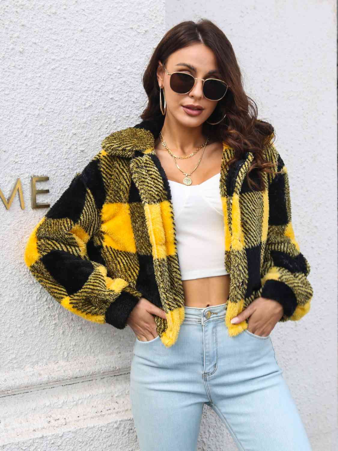 Bumblebee Plaid Buttoned Jacket