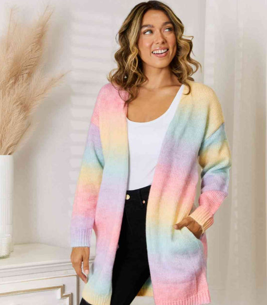 Rainbow Gradient Open Front Cardigan